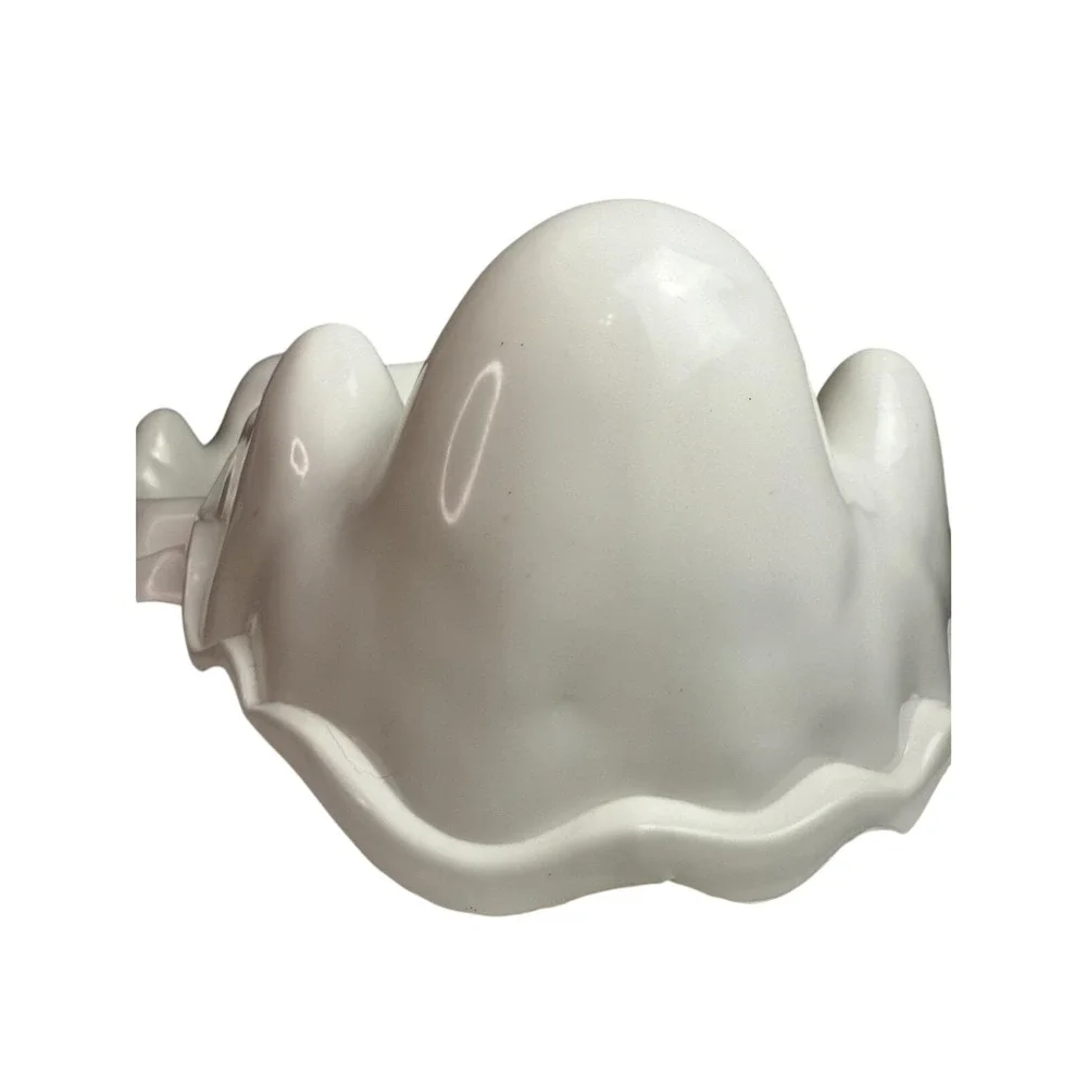 TWO- Vintage 90s Y2K Halloween Plastic‎ White Ghost Candy Dish Tray Bowl Spooky